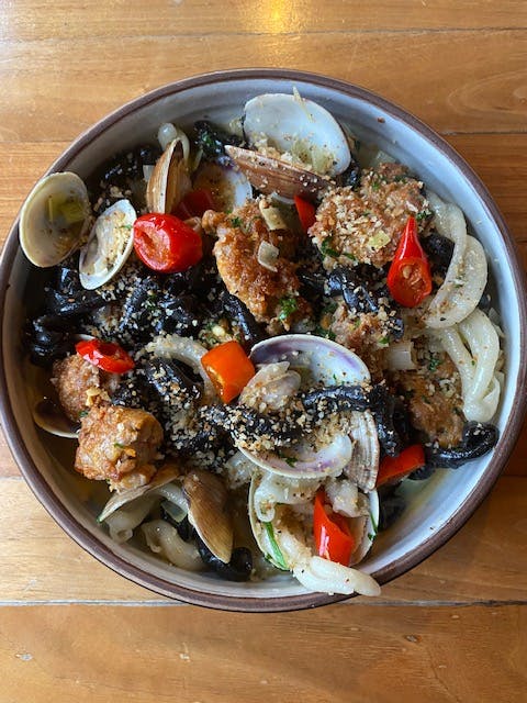 a bowl of food on a plate