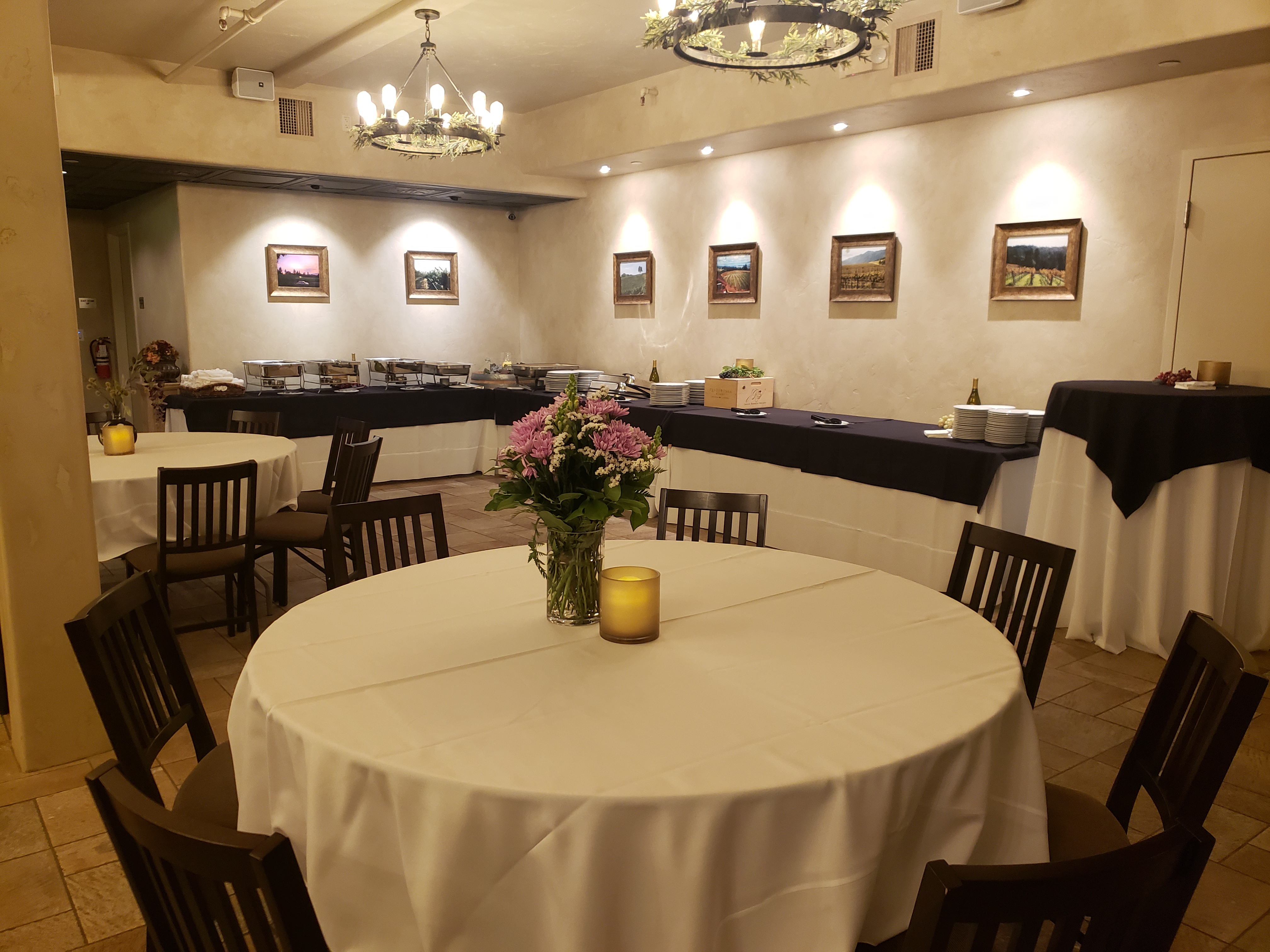 a chair and table in a restaurant