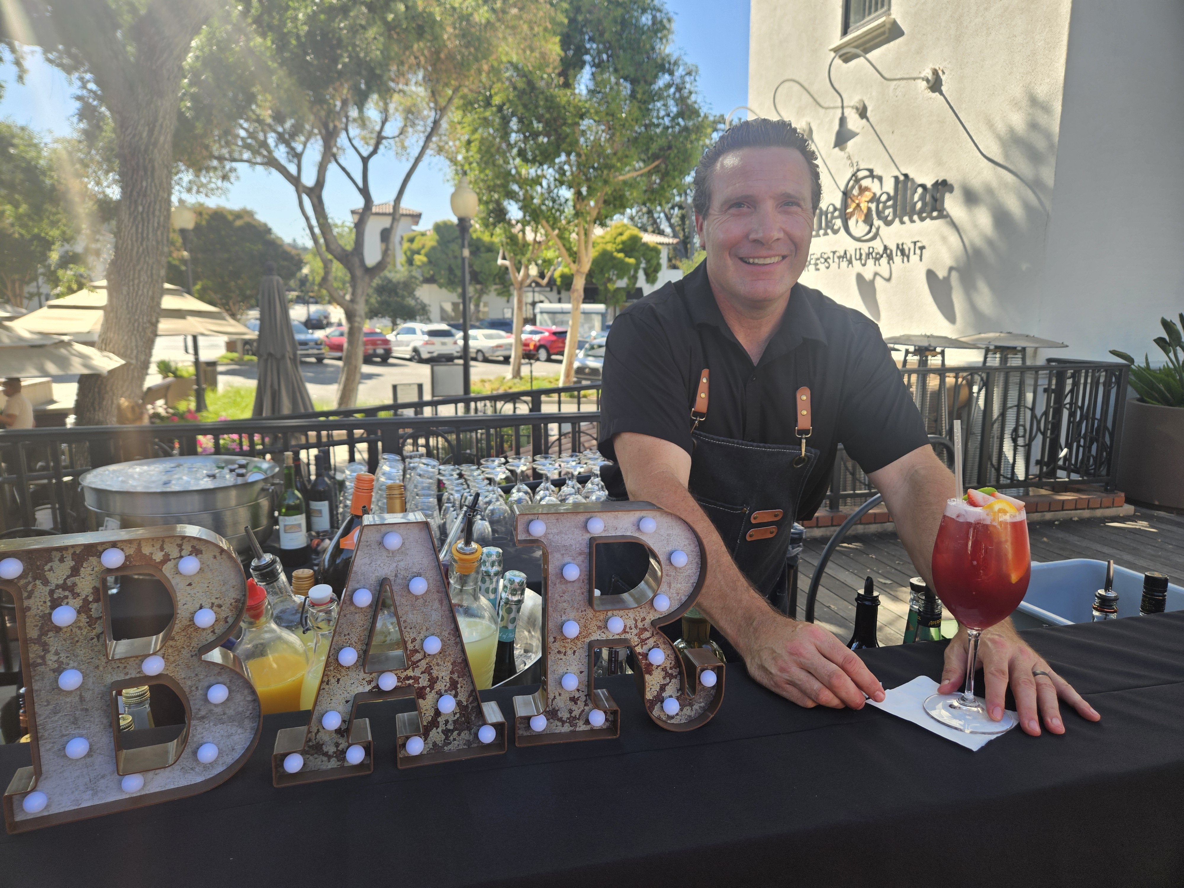 a man sitting on a table