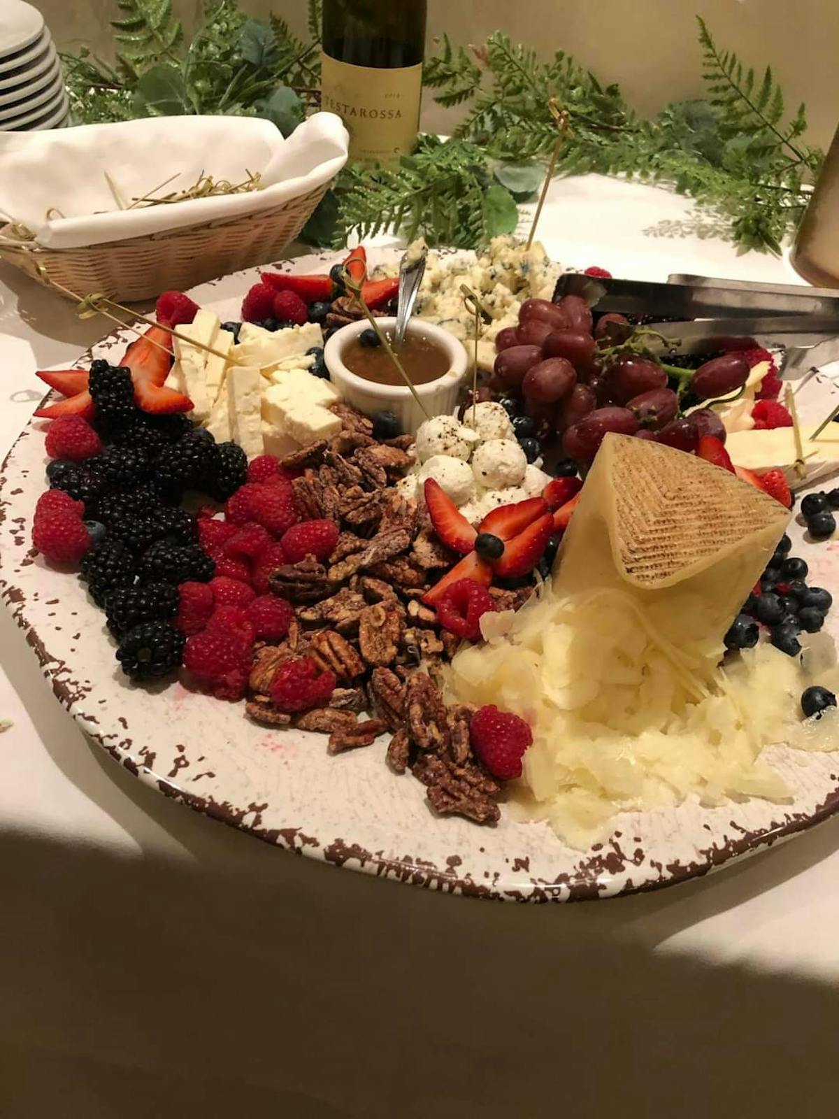a table topped with different types of food on a plate