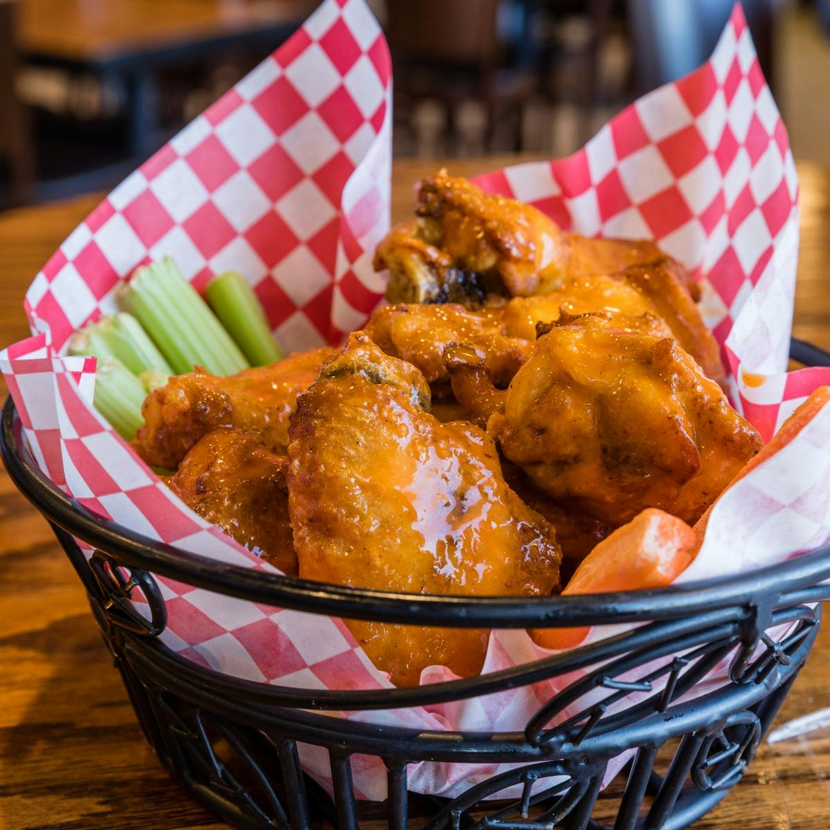 a basket of food on a plate