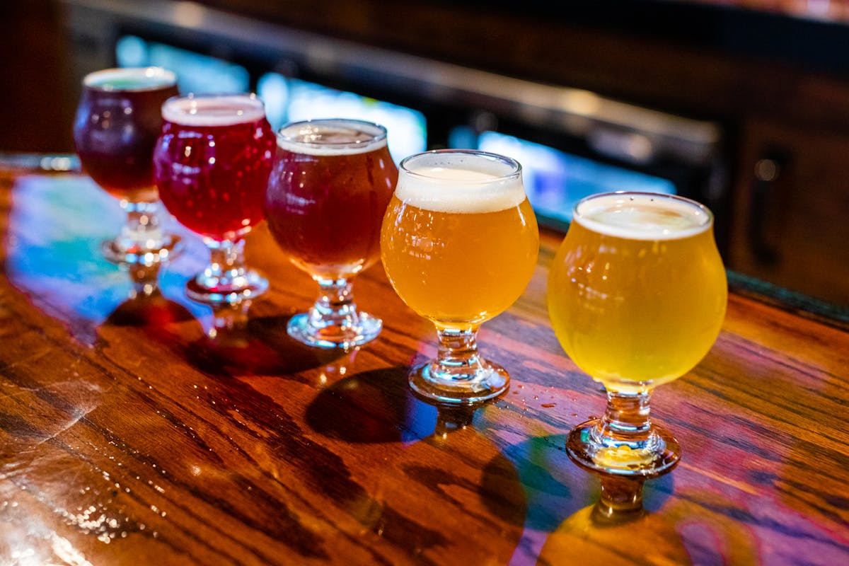 glasses of beer on a table