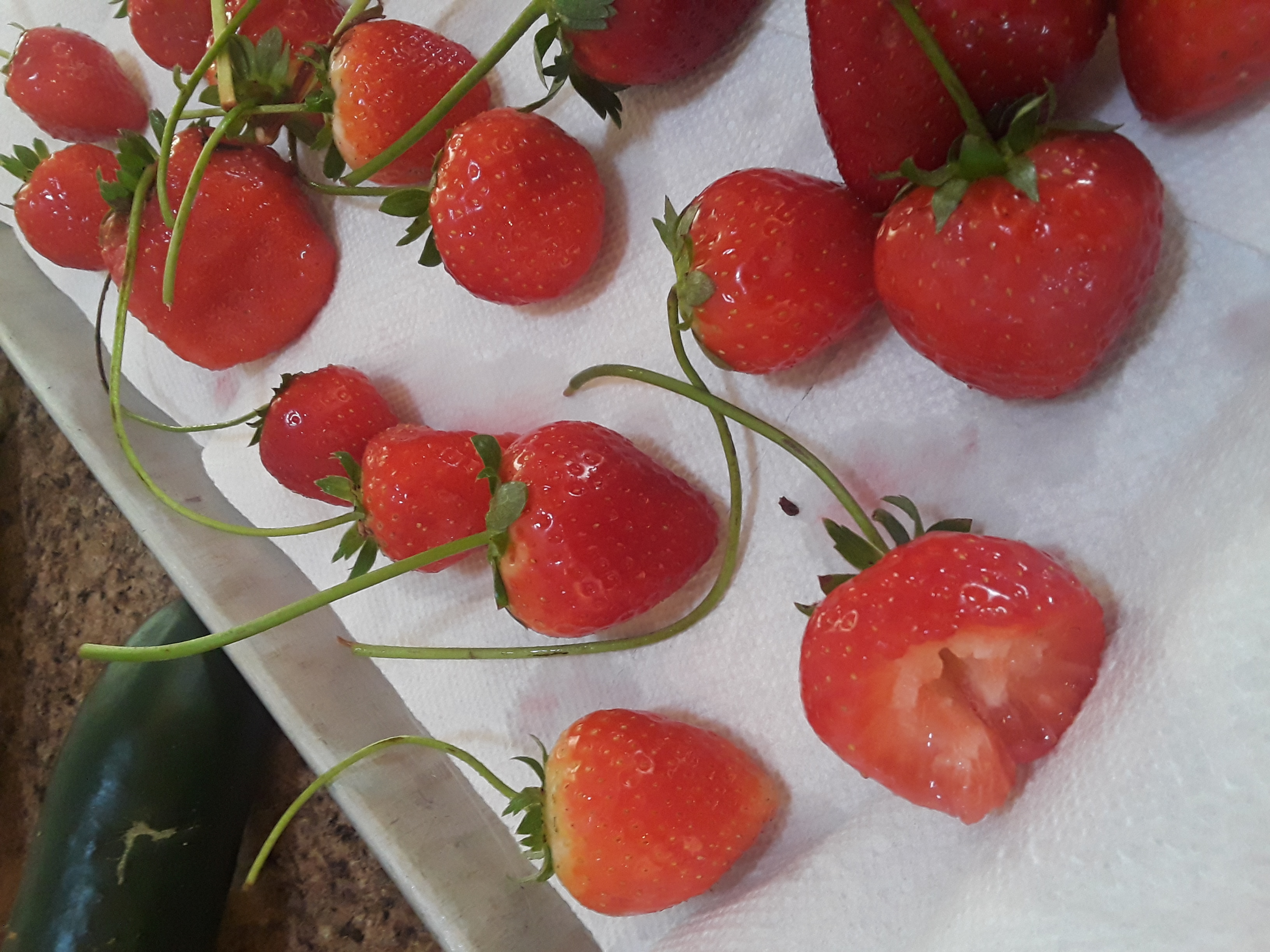 a plate is filled with fresh fruit and vegetables