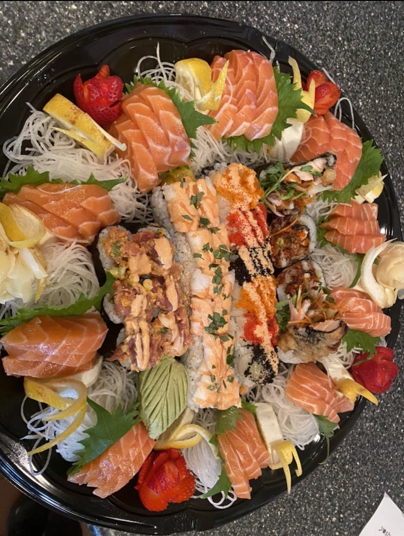 a pan filled with food