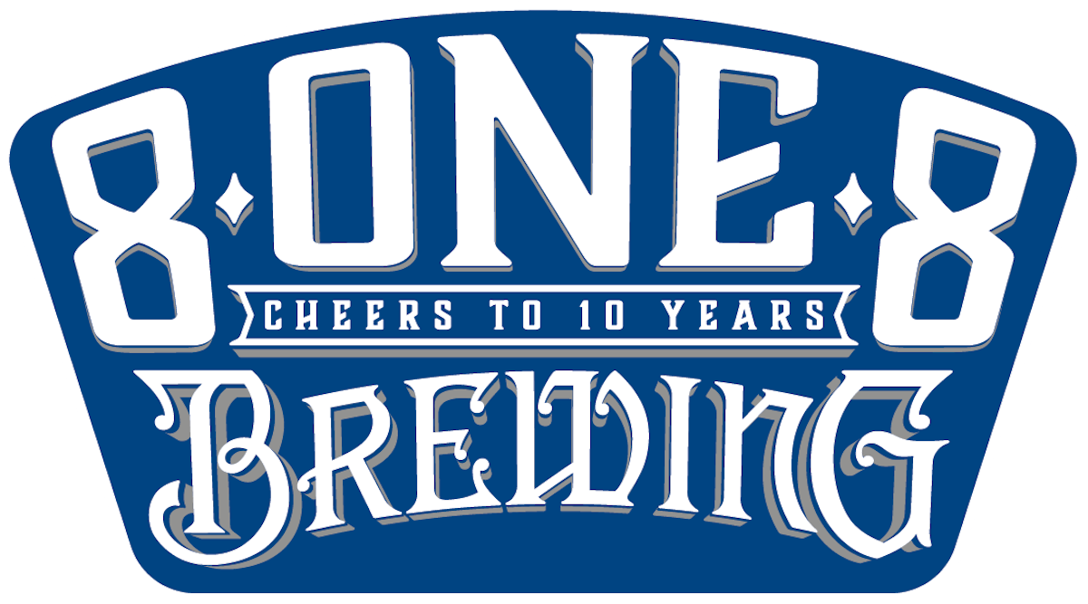 818 brewing 10 year anniversary logo