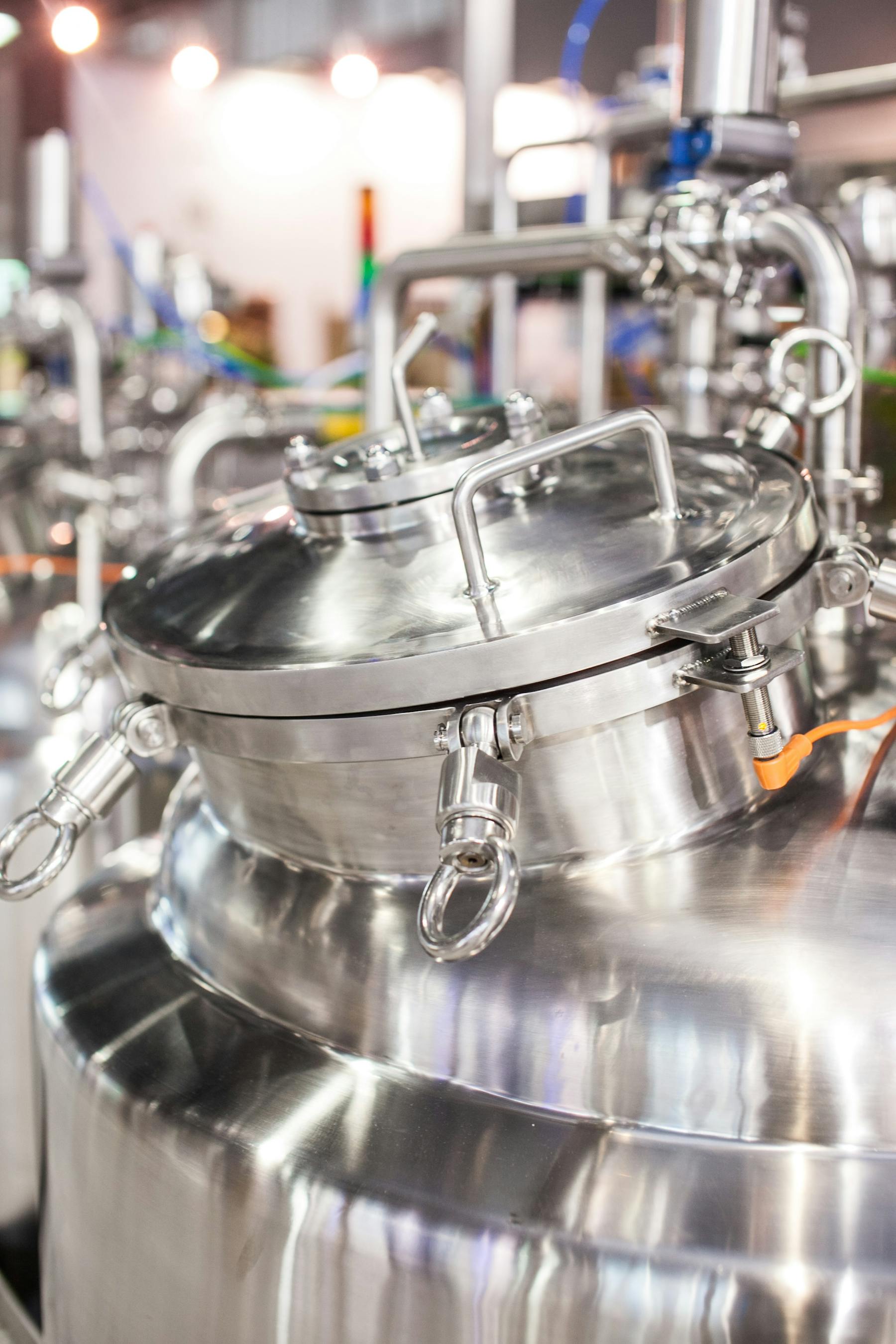 a close up of a silver pot