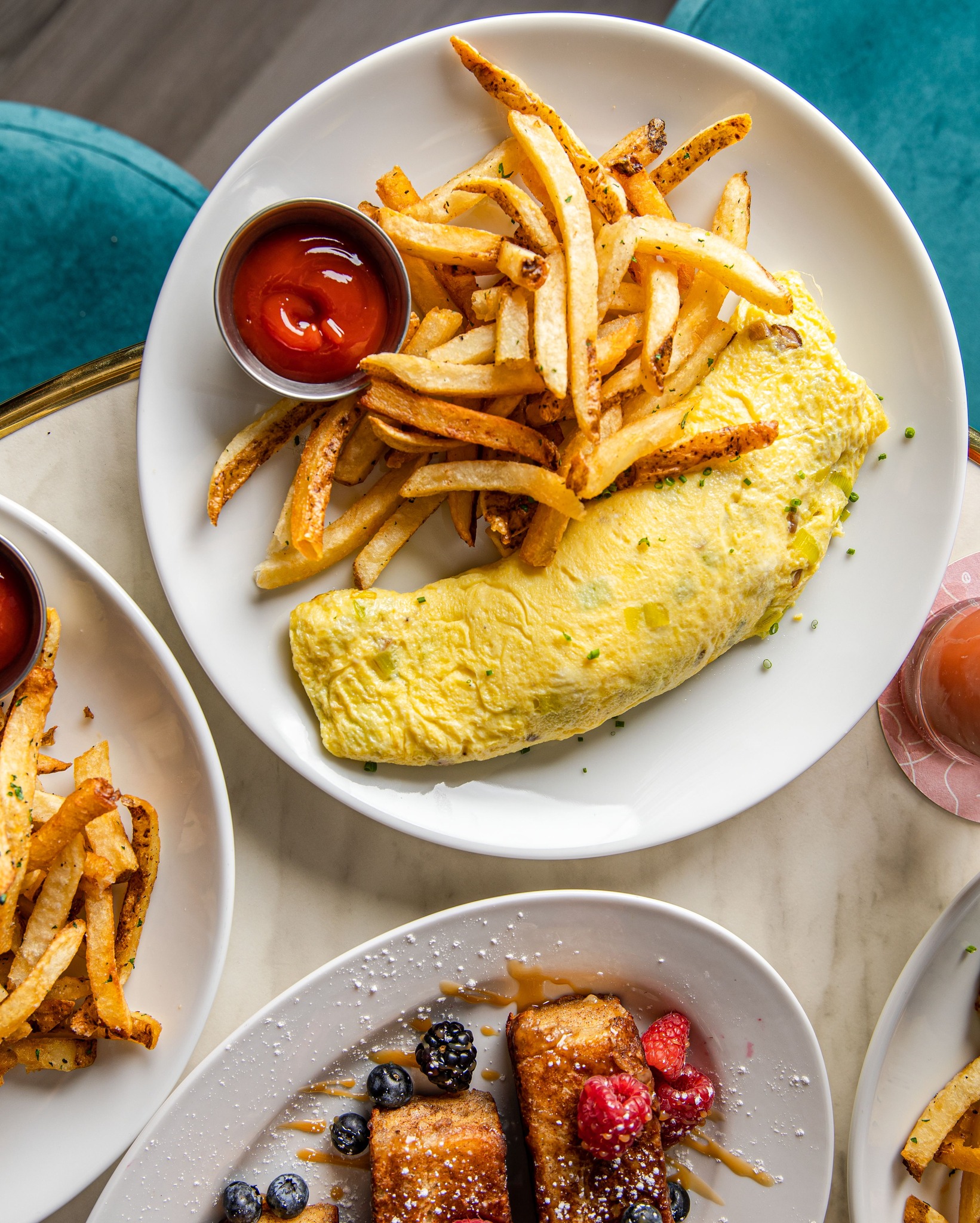 an omelette and french fries