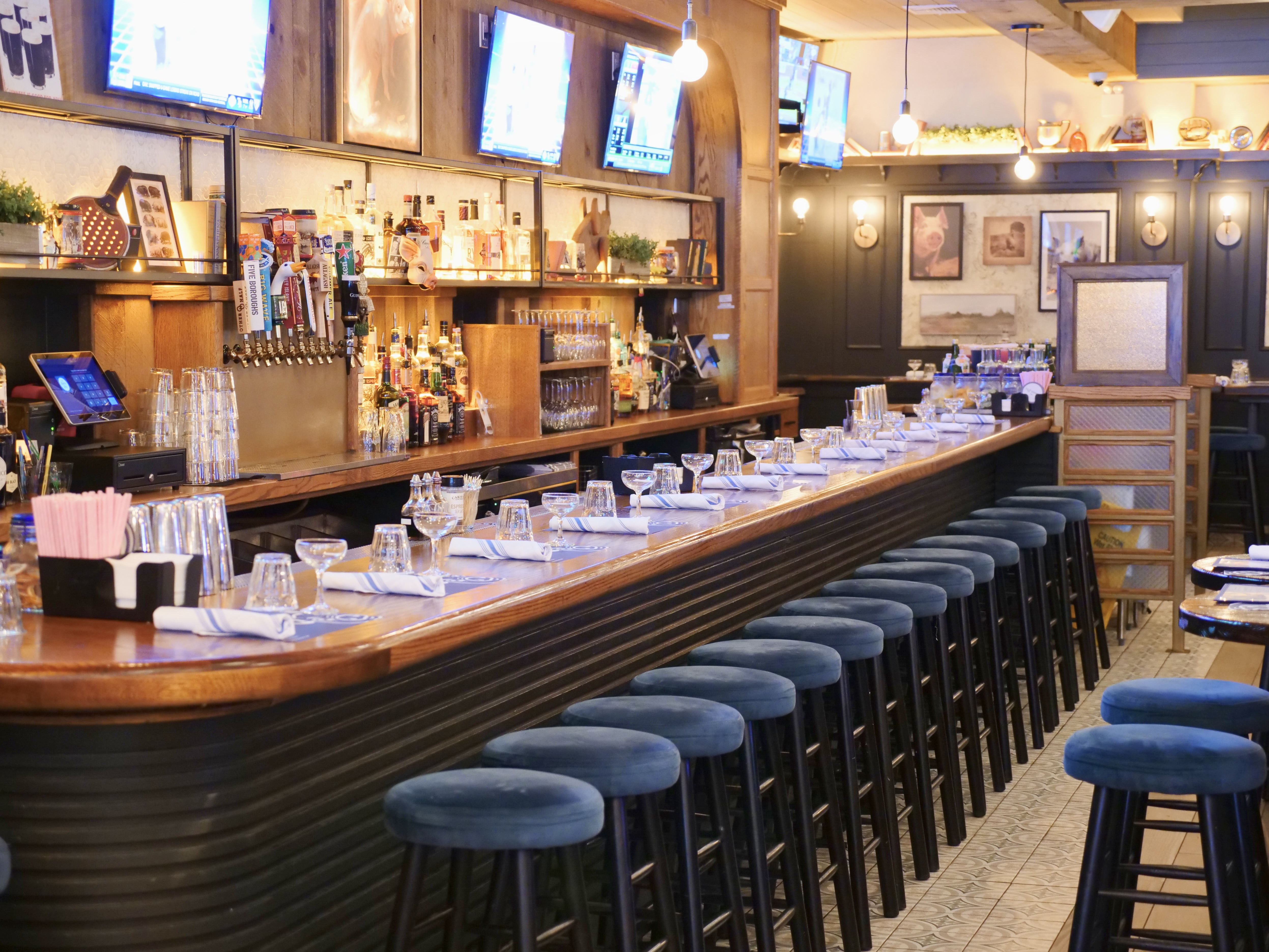 Bar seating at The Naked Pig