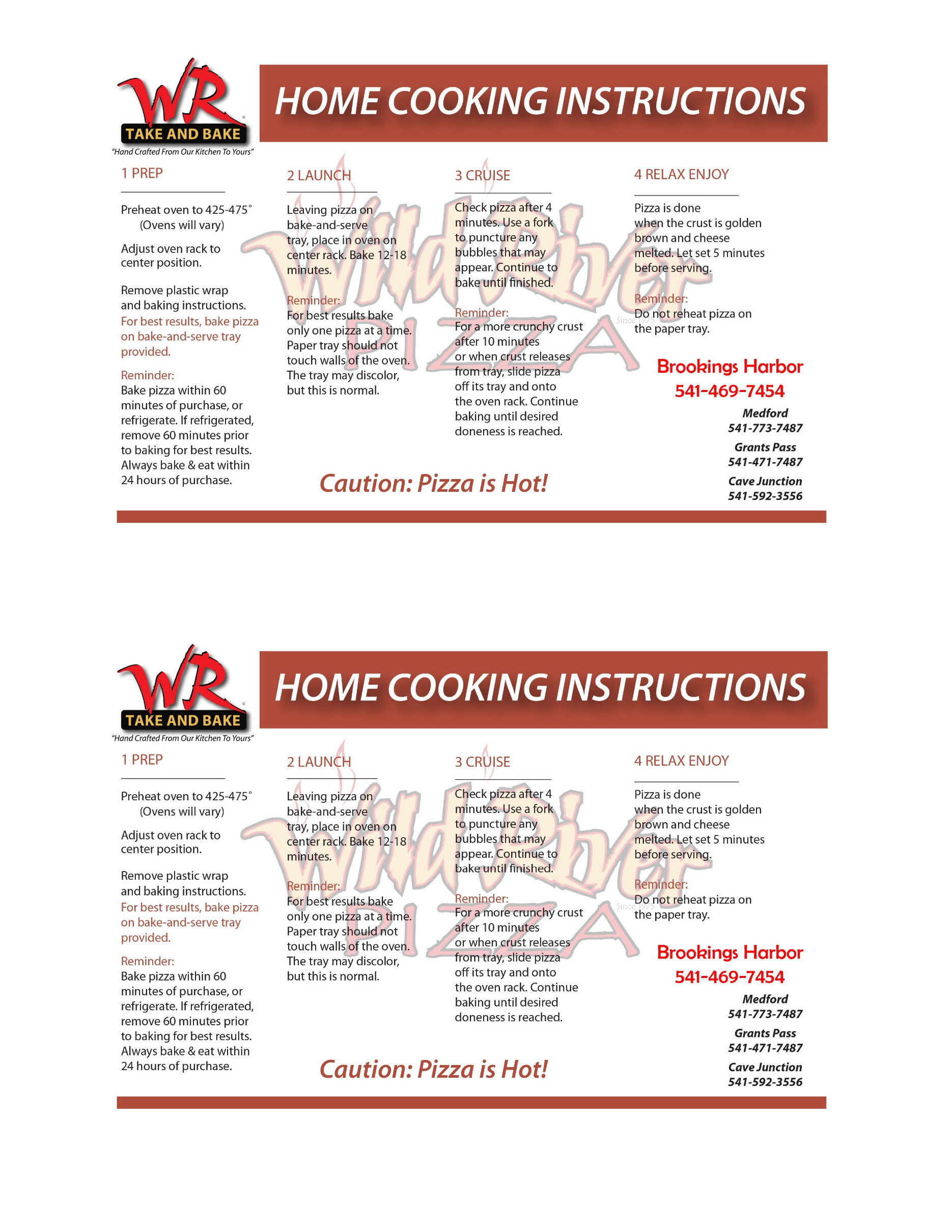 Take and bake | Wild River Brewing and Pizza Co. in OR