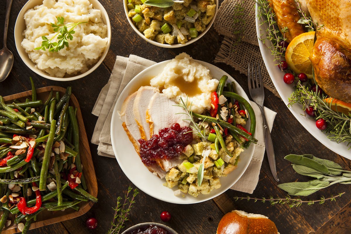 a bunch of food sitting on a table