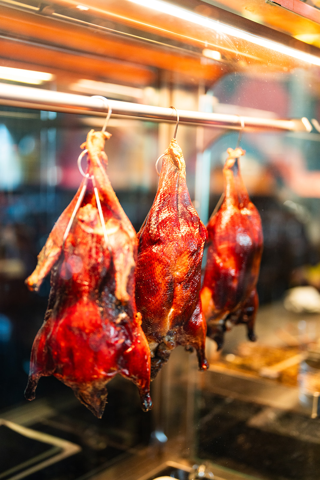 a group of ducks from a rack