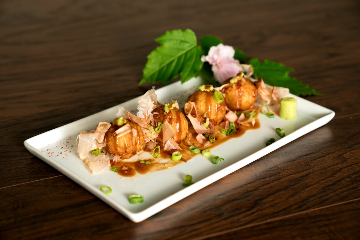 A plate of asian food.