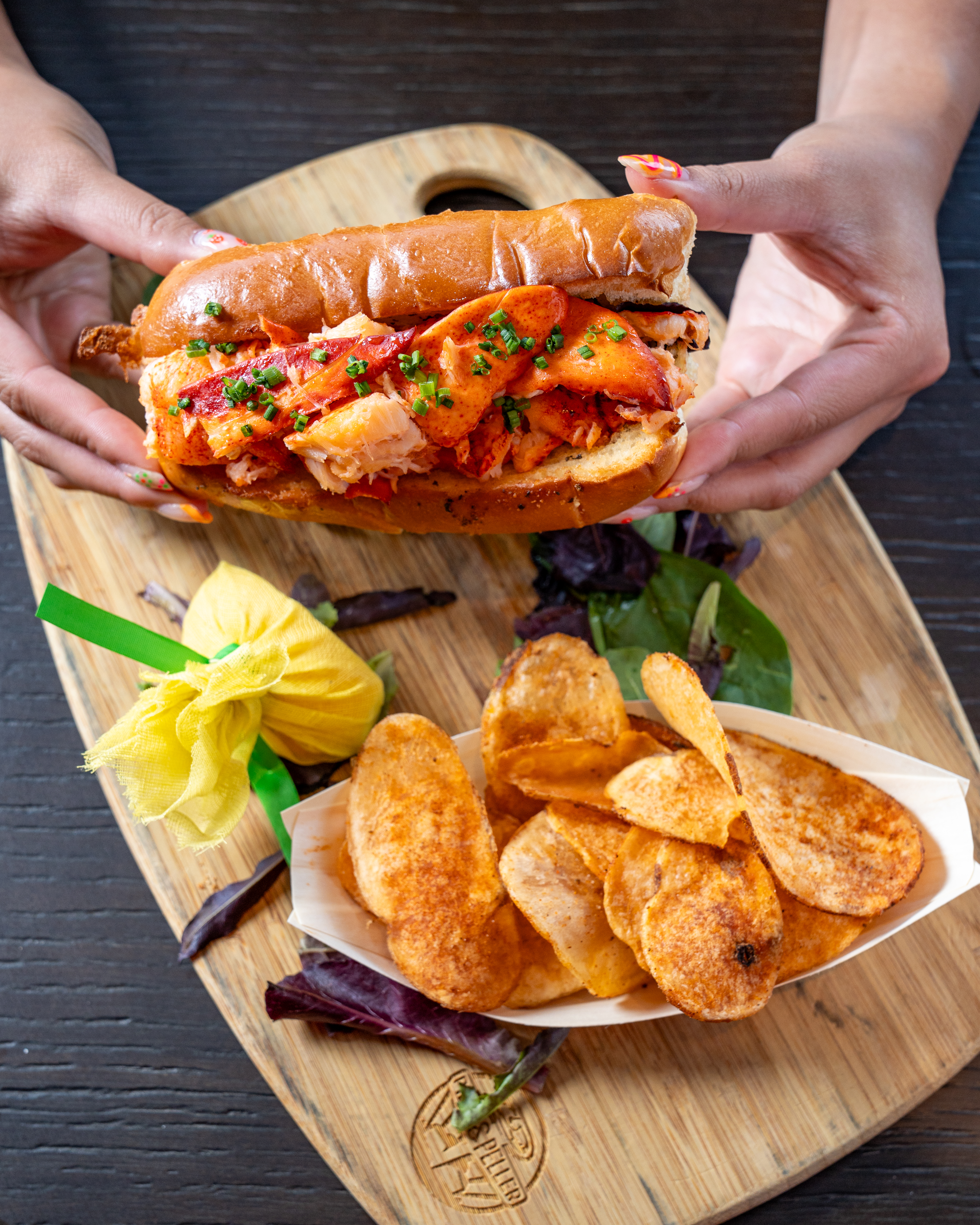 food on a wooden cutting board