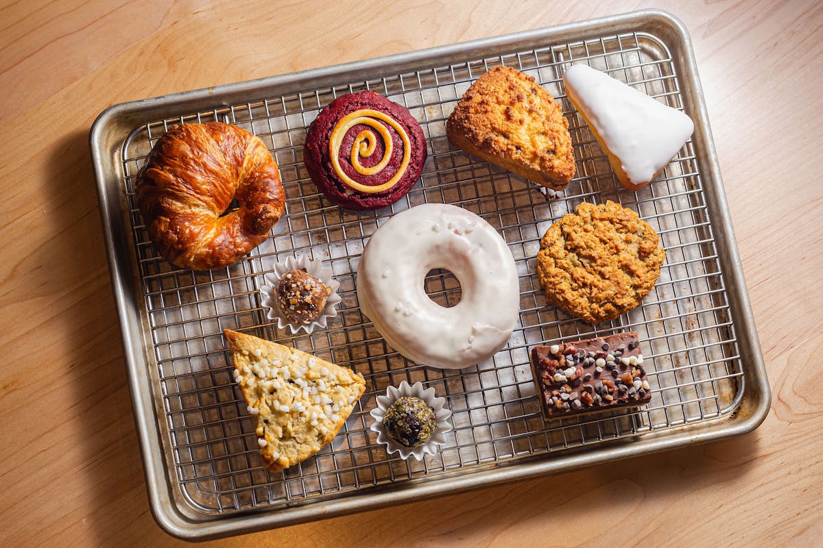 a piece of cake sitting on top of a wooden table