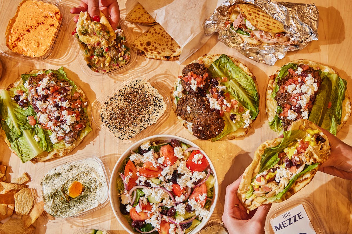 a bunch of different types of food