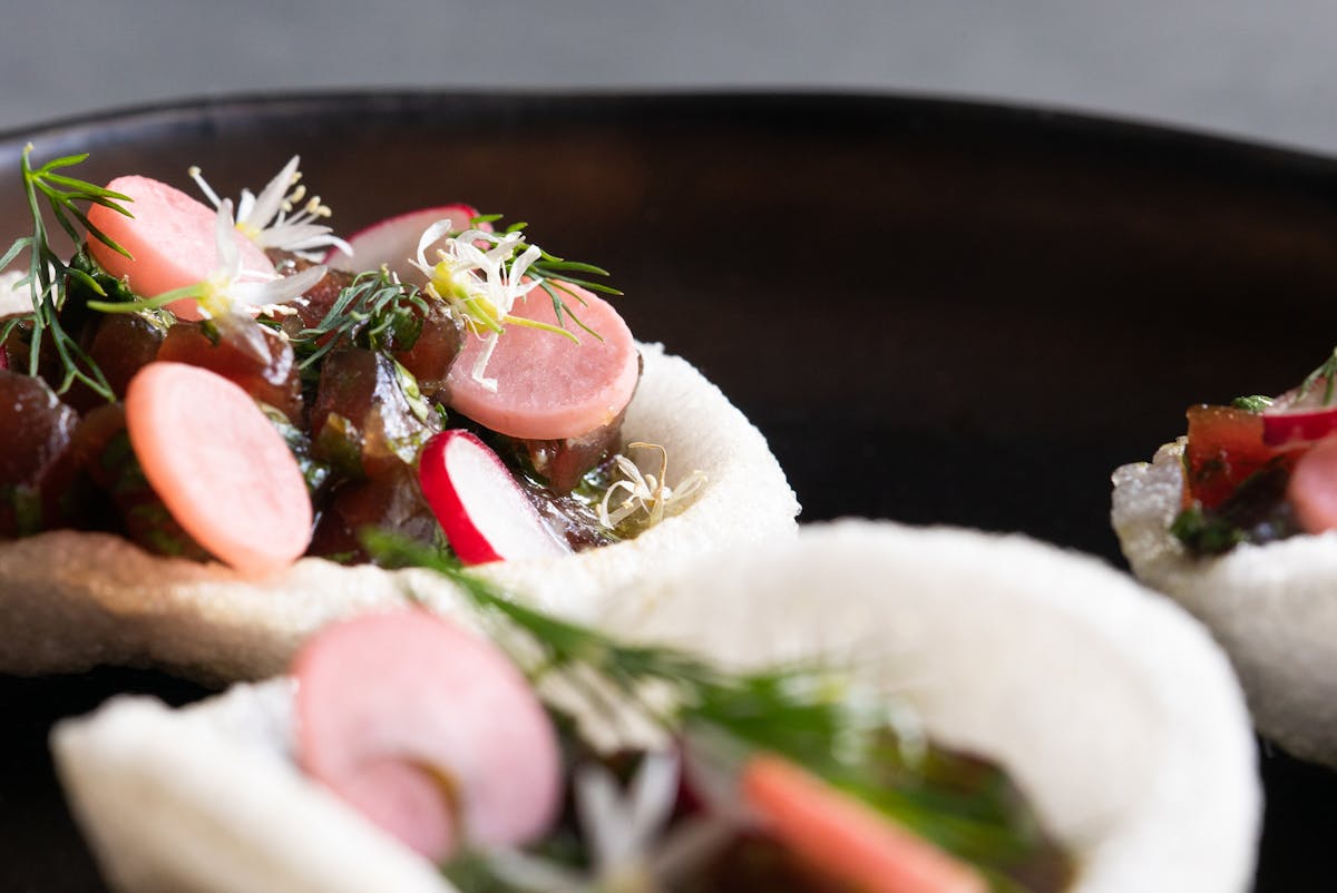 a close up of a plate of food