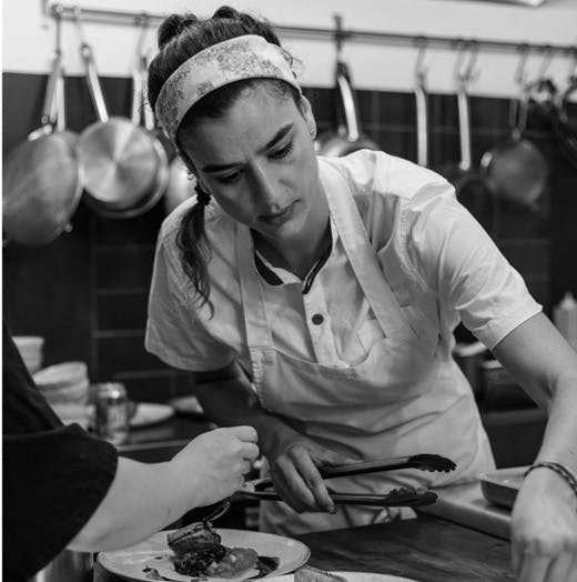 a person sitting on a table