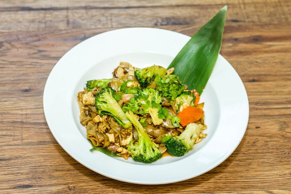 a plate of food with broccoli