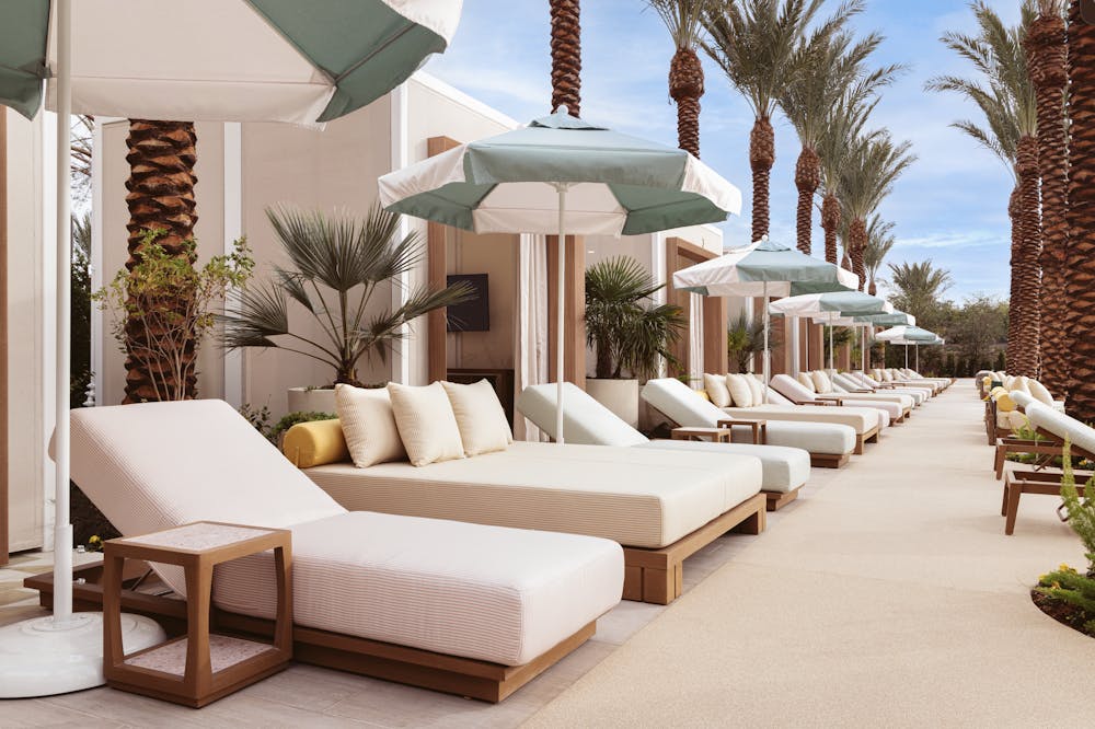cabana and daybeds at Bel-Aire Backyard outside of durango casino and resort
