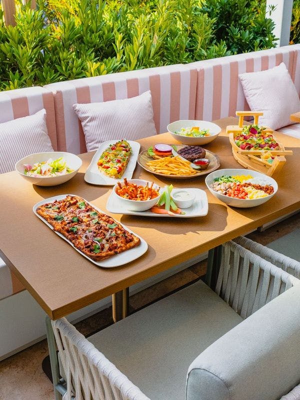 a plate of food on a picnic table