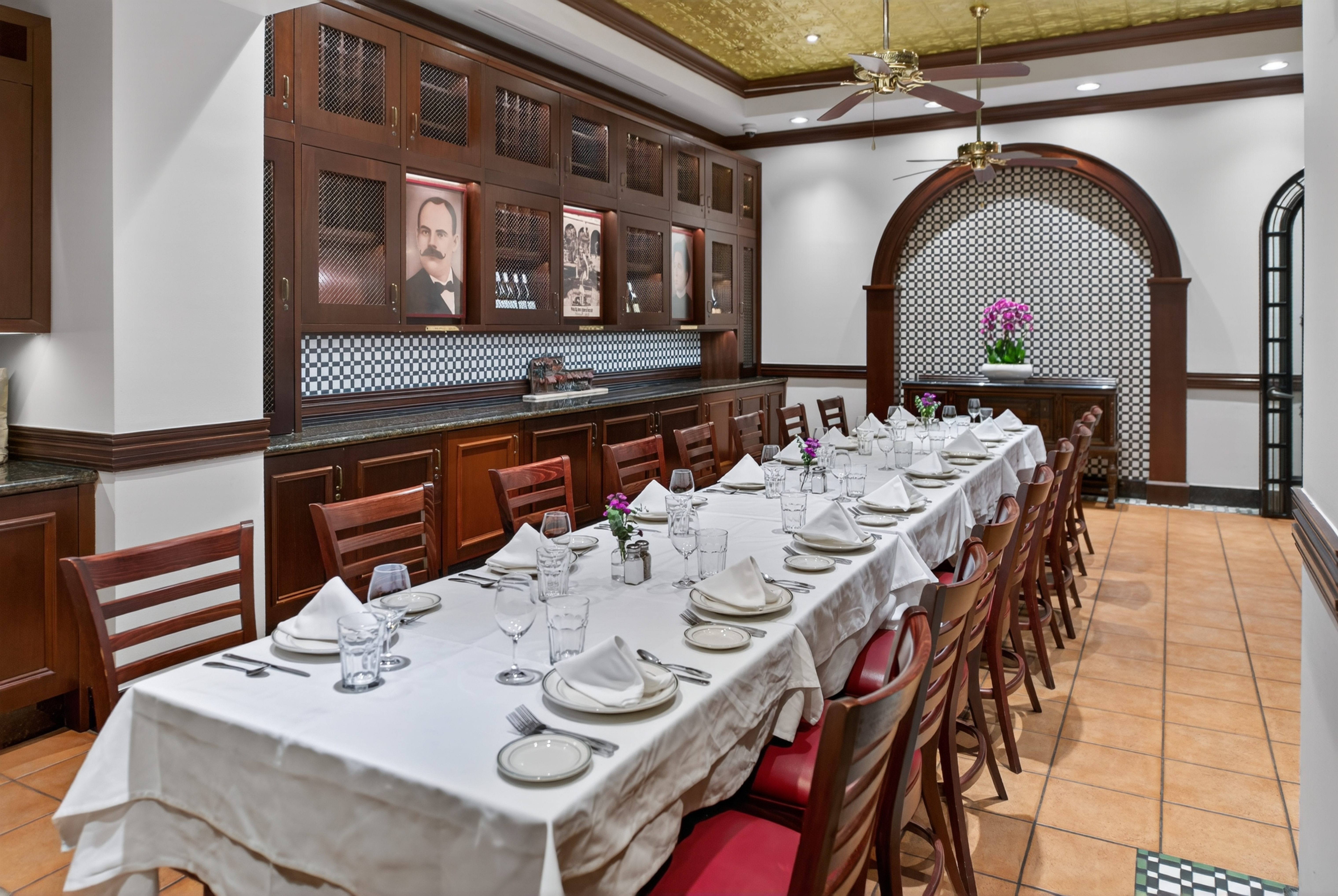 a long table set for dinner