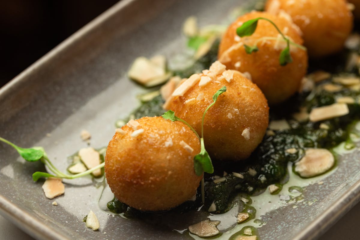 a close up of food