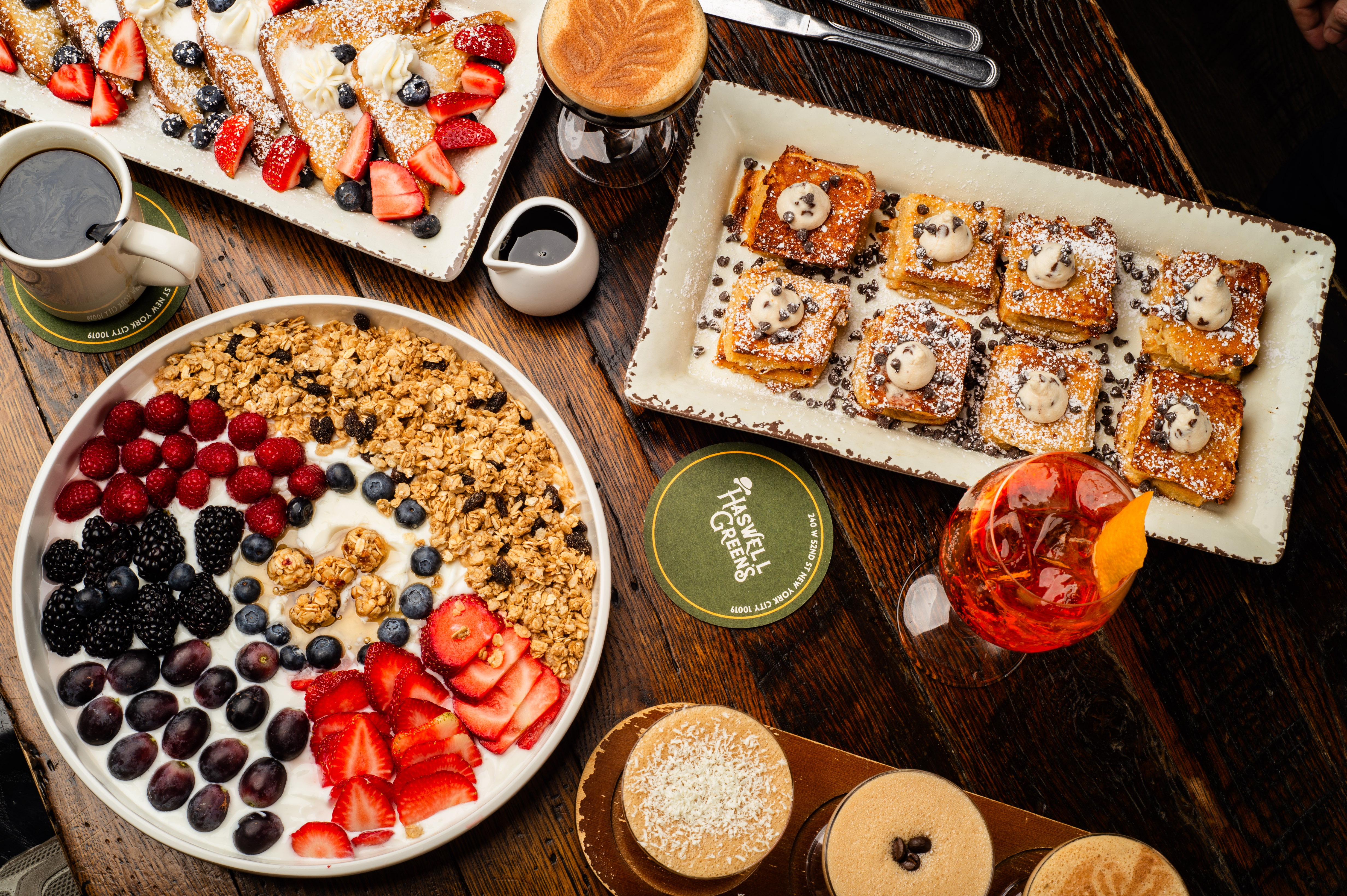 a table with different food items