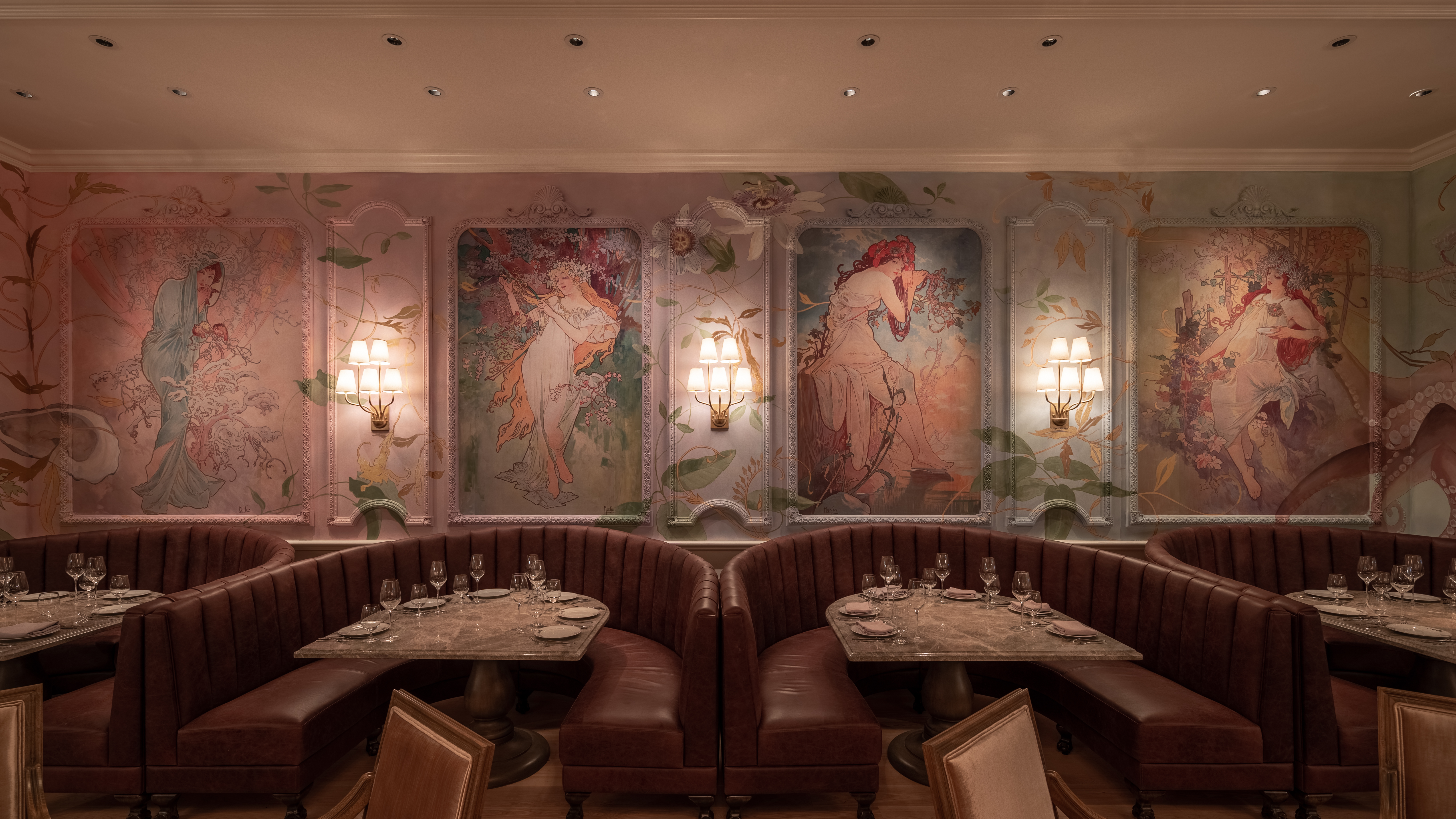 a room filled with furniture and a fire place