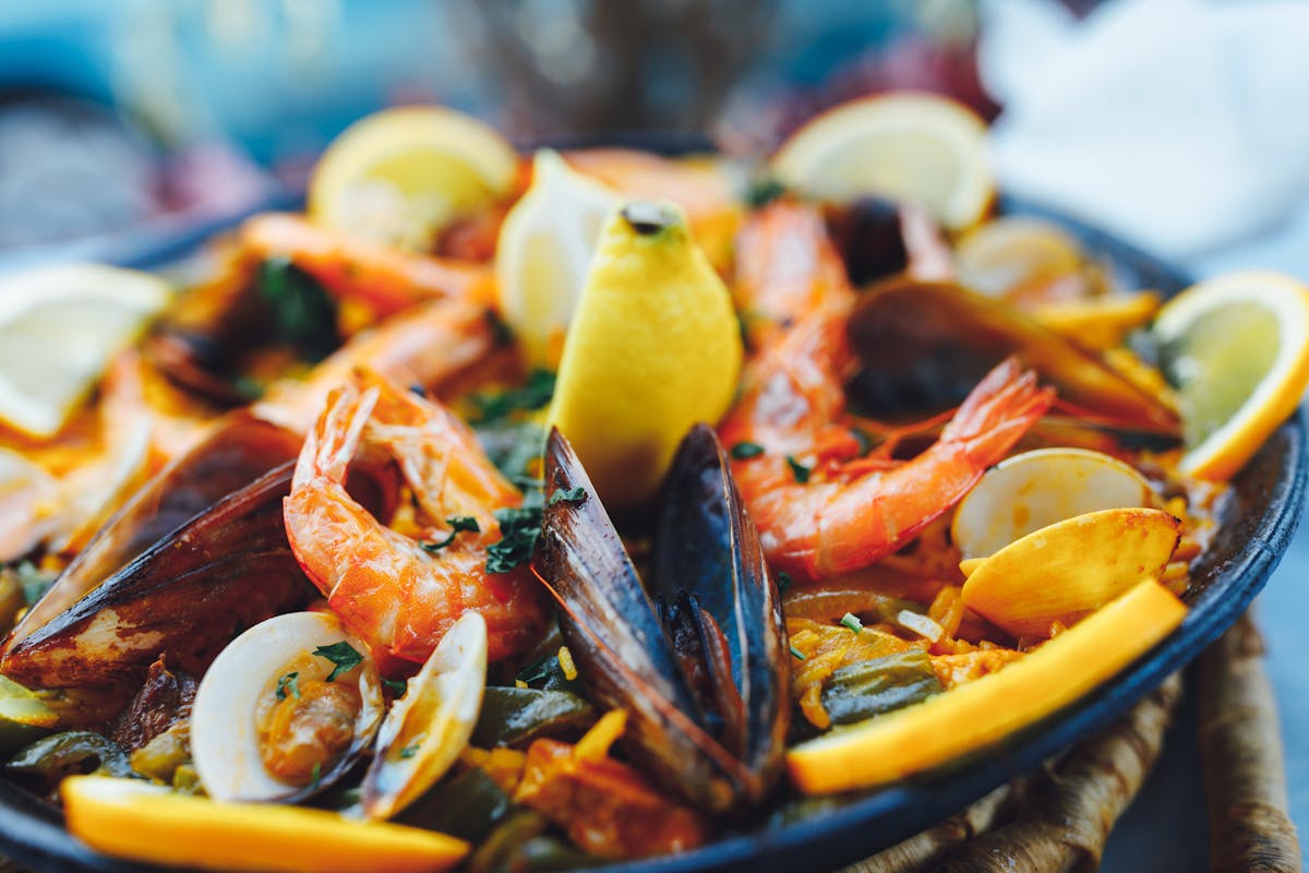 a dish is filled with food