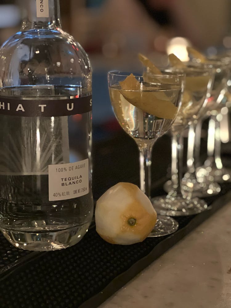 a glass of wine on a table