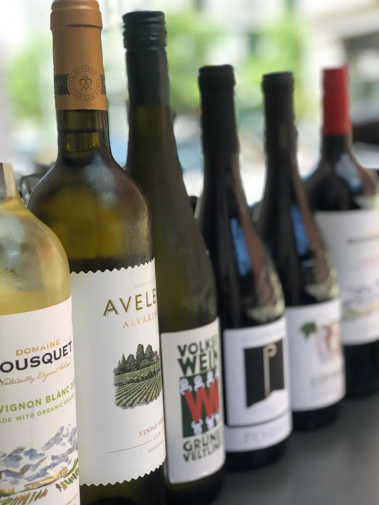 a close up of a bottle of wine