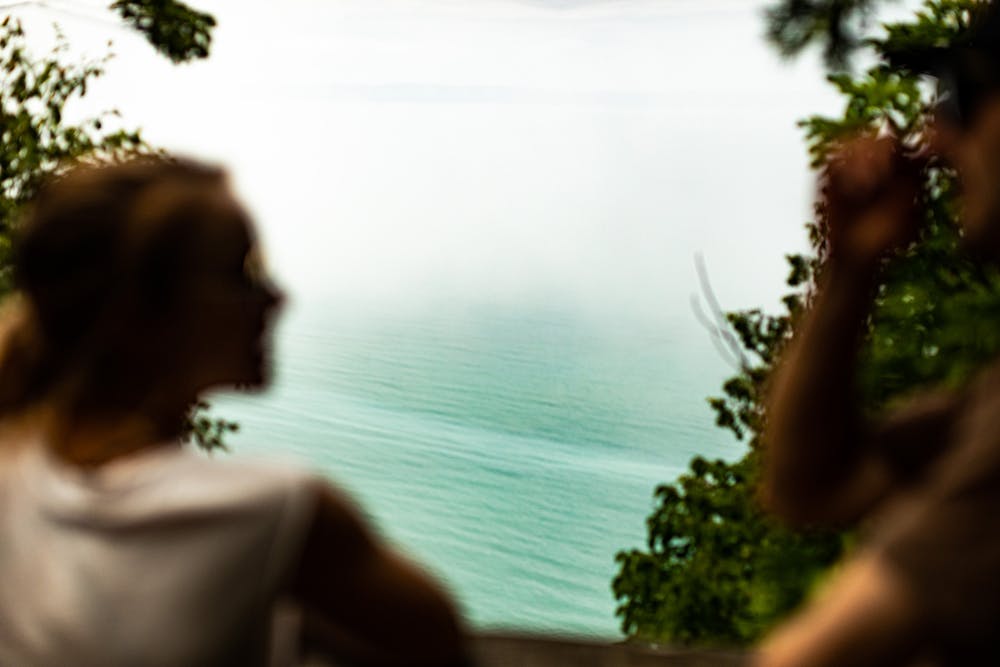 a person looking at the water