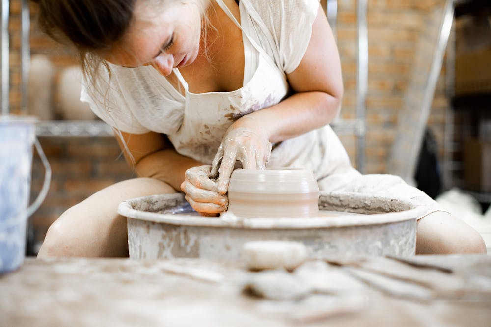 a person sitting on a table