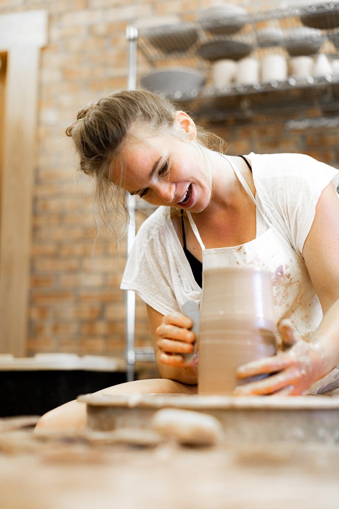 a person sitting on a table