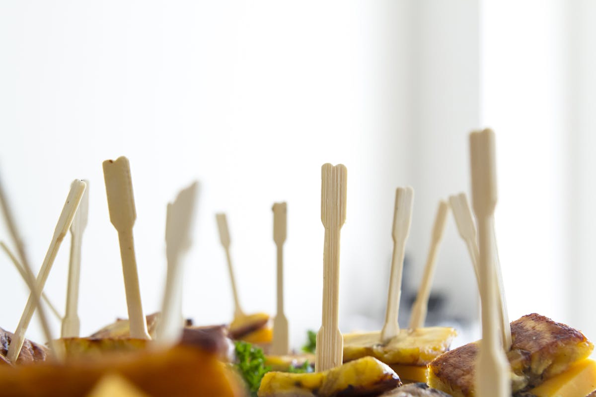 a plate of food with a fork