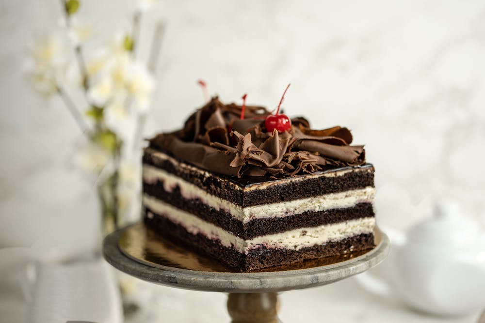 a piece of cake sitting on top of a table