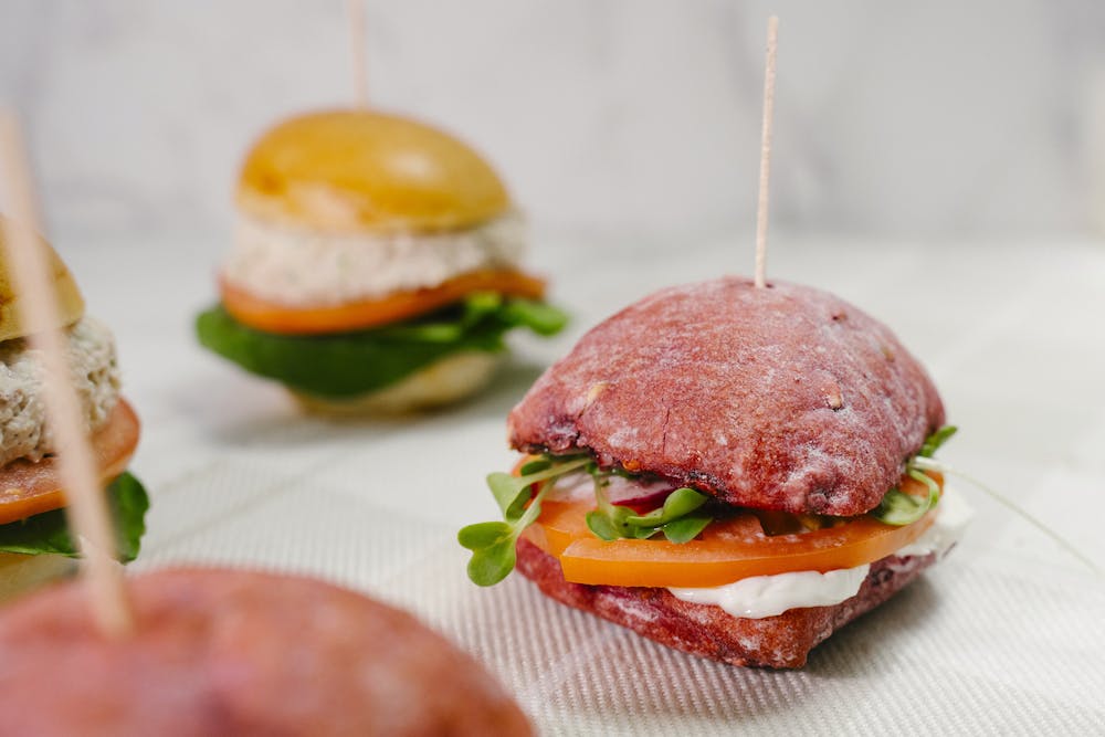 a close up of a sandwich on a plate