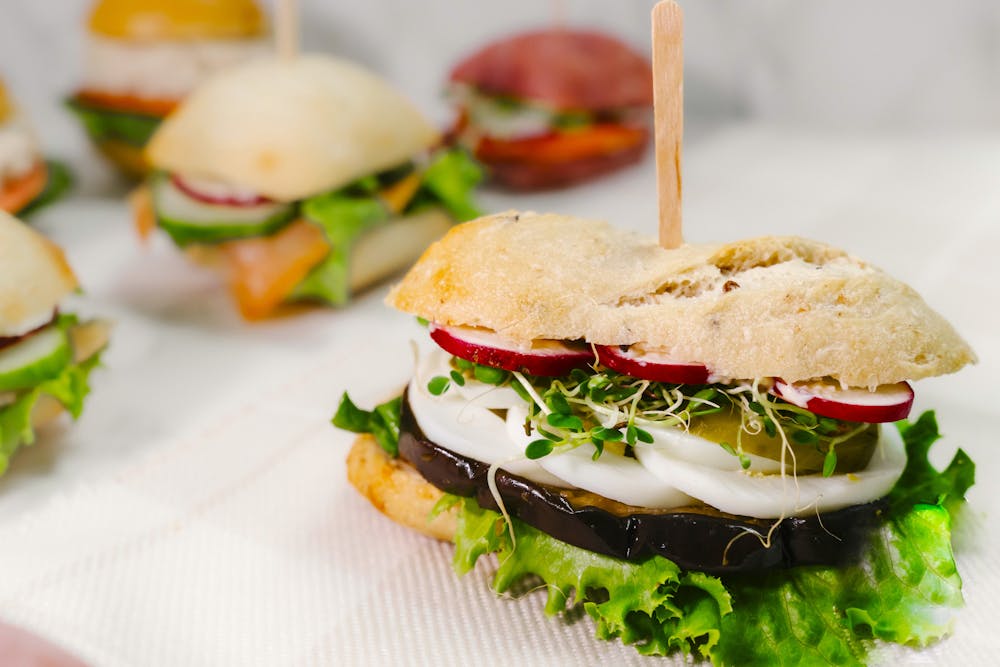 a close up of a sandwich on a plate