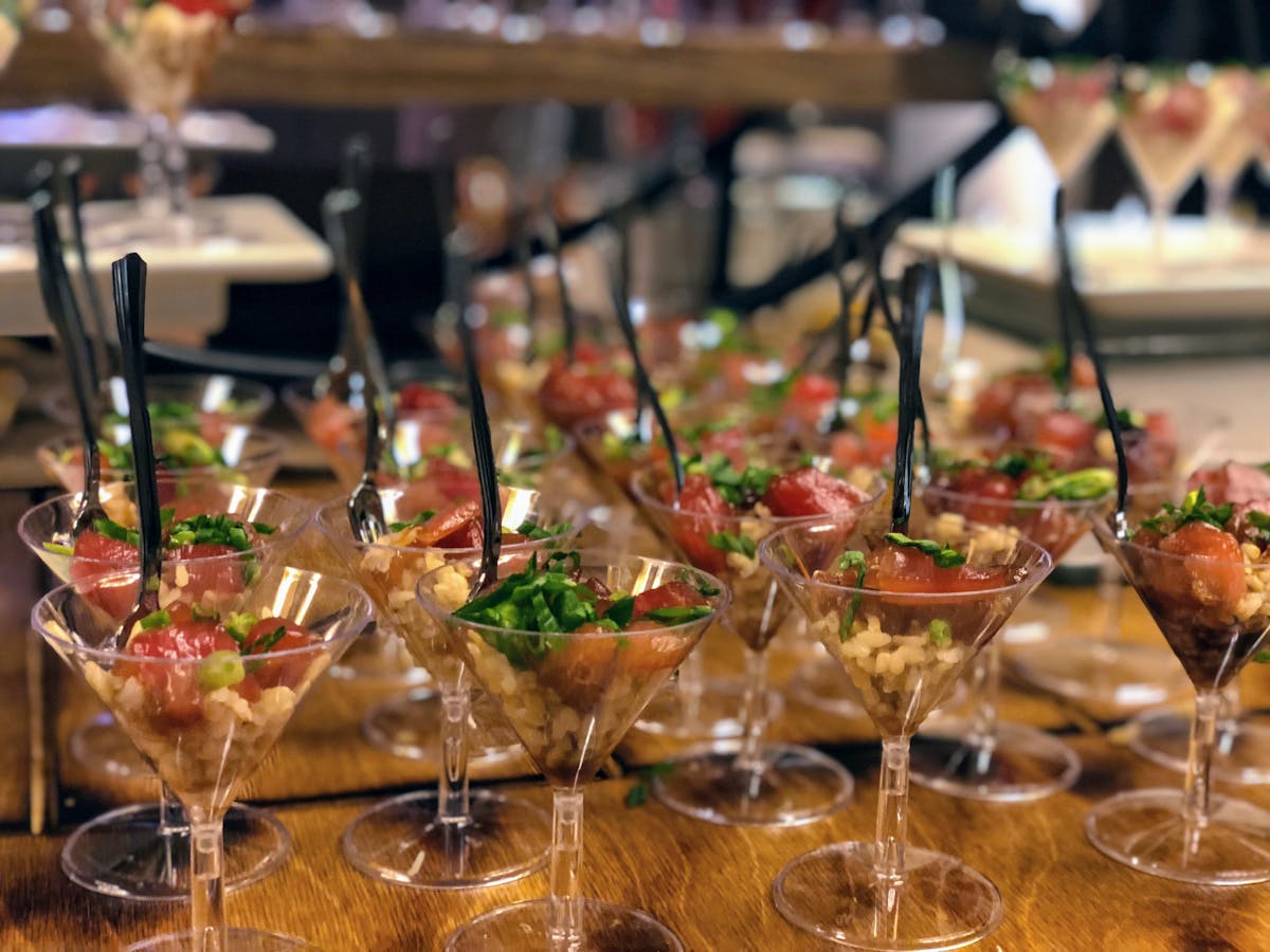 a table with wine glasses