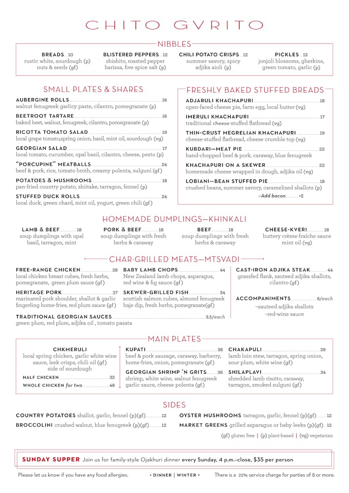 Dinner | Chito Gvrito | Georgian Restaurant in New York, NY