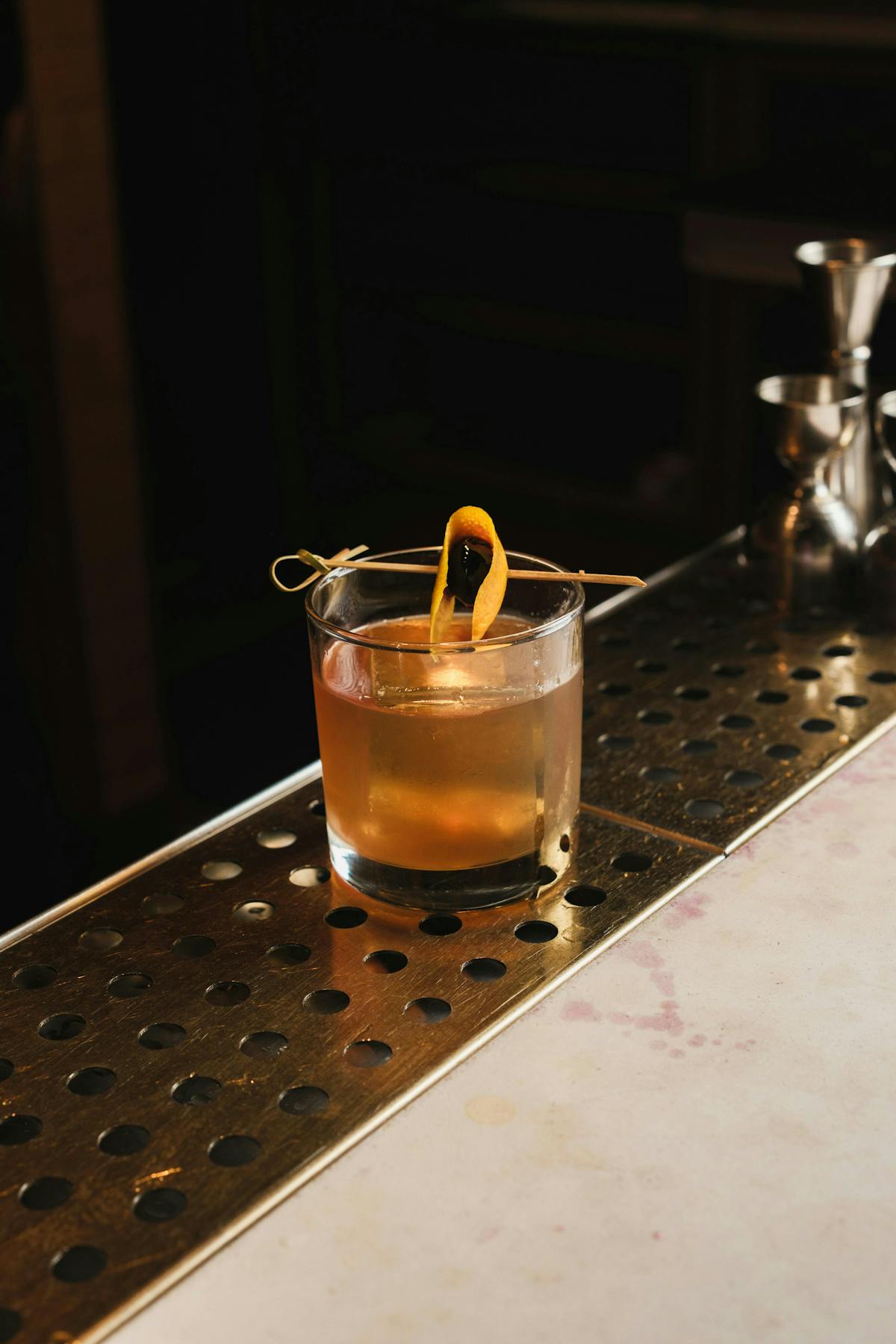 a cocktail sitting on a counter