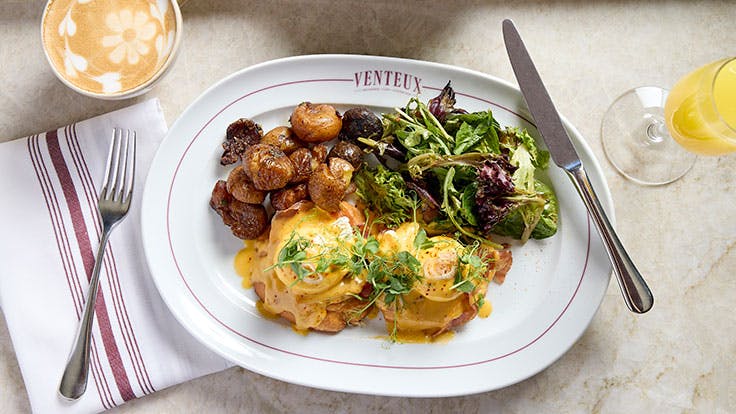 Eggs Benedict, Brunch Menu Options at Chicago French Restaurant & Cafe.