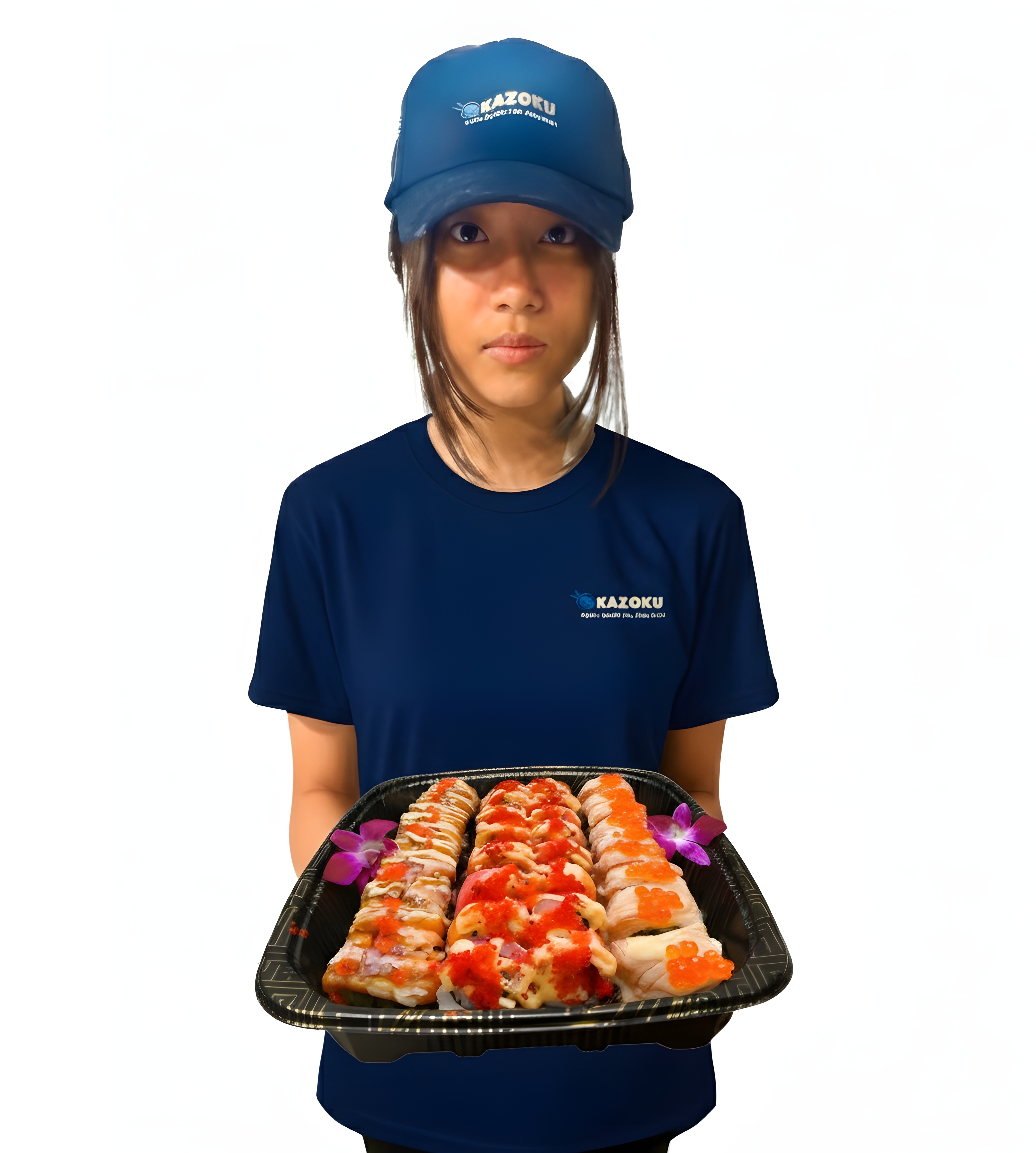 a person wearing a blue hat