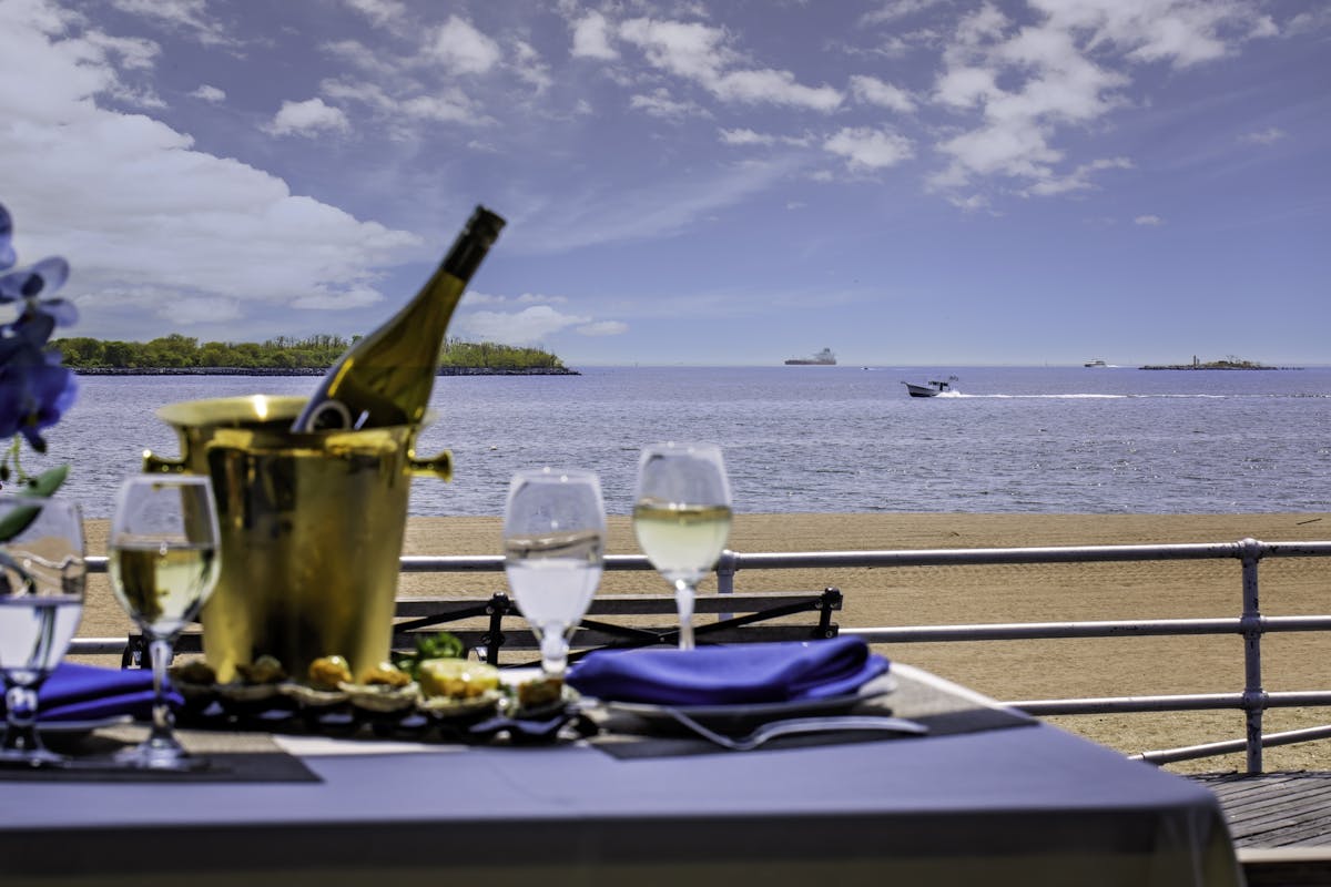an outdoor dining area