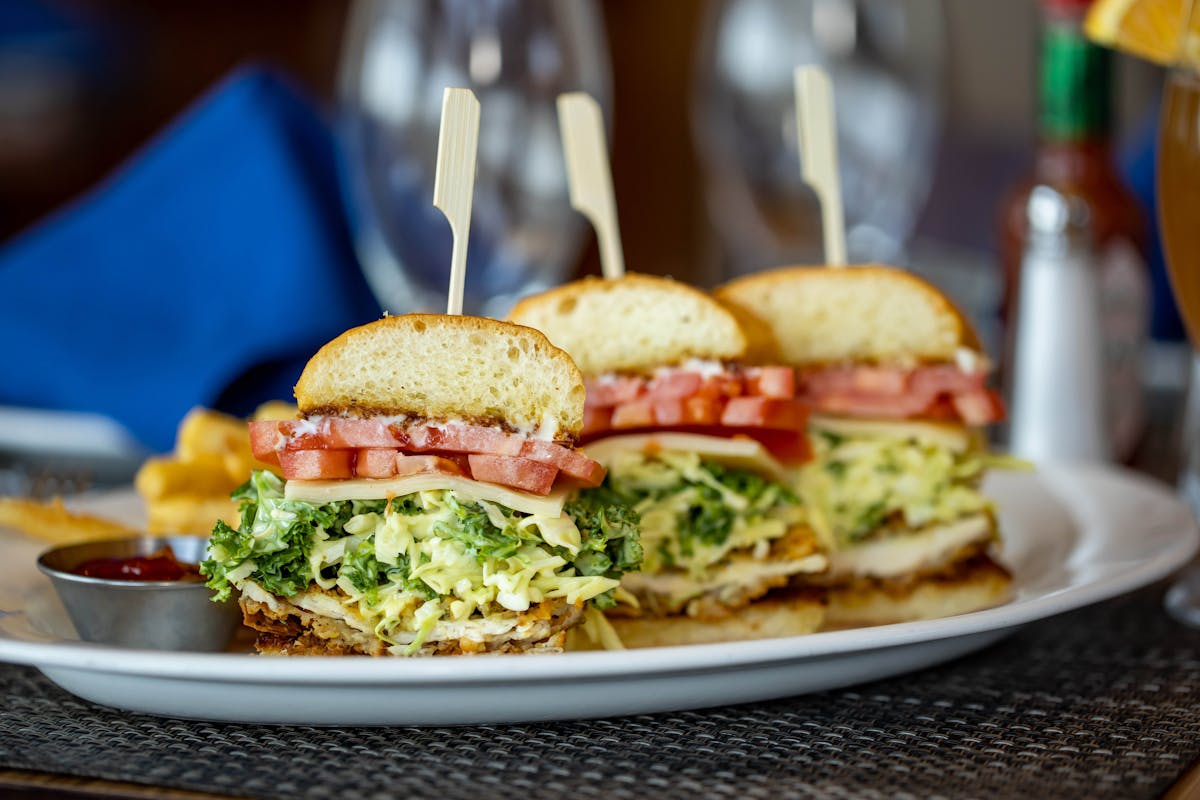 a tray of sandwiches