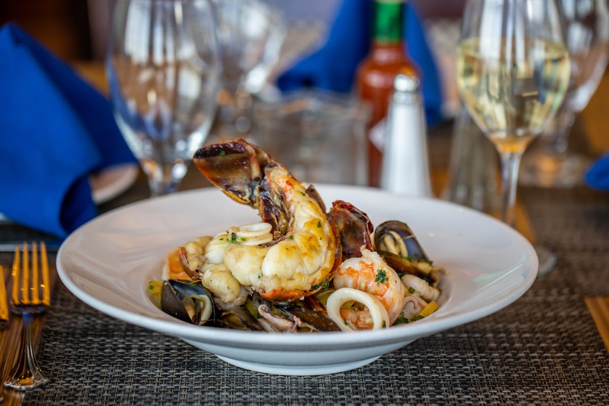 a plate of seafood