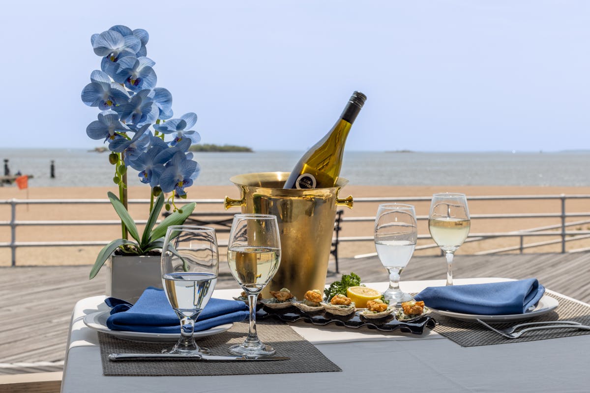 an outdoor dining table