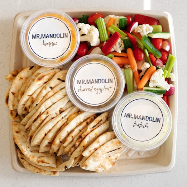 Large Dips Platter Mr. Mandolin Greek Restaurant in Miami, FL