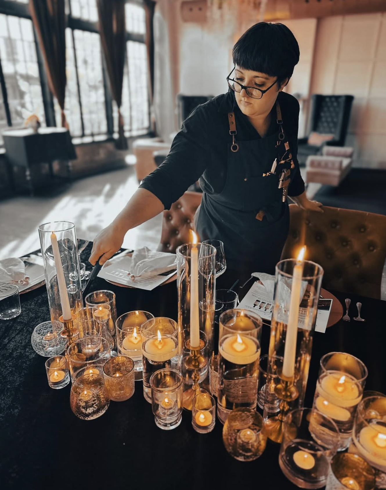 a person cooking food on a table