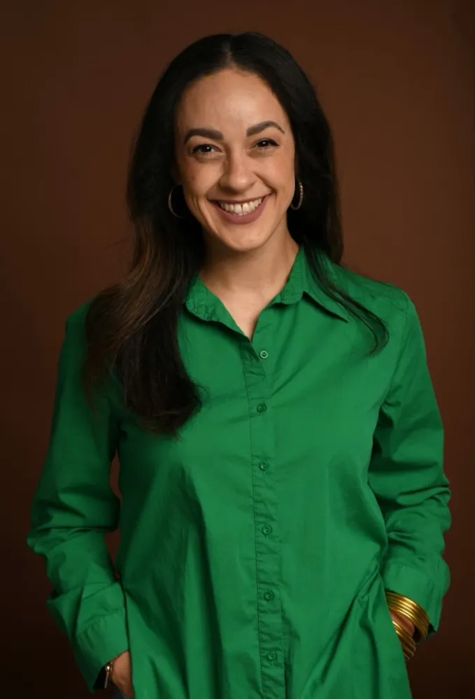 a person in a green shirt